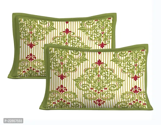 Classic Cotton Green Flowers Double Bedsheet With Two Pillow Covers-thumb4