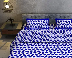 Classic Cotton Blue Anda Double Bedsheet With Two Pillow Covers-thumb3