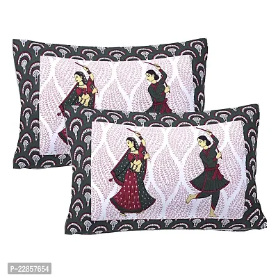 Classic Cotton Seltos Dandiya Grey Double Bedsheet Pillow Two Cover-thumb2