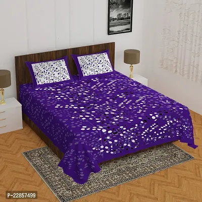 Classic Cotton Angoor Purple Printed Double Bedsheet With Two Pillow Covers-thumb0