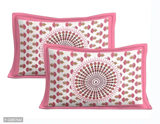 Classic Cotton Morrpankh Pink Printed Double Bedsheet With Two Pillow Covers-thumb4