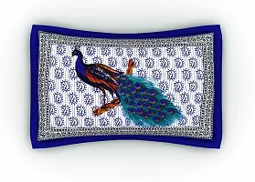 Classic Cotton Blue Peacock Printed Double Bedsheet Pillow Two Cover-thumb3