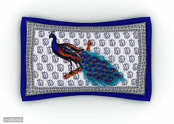 Classic Cotton Blue Peacock Printed Double Bedsheet Pillow Two Cover-thumb4