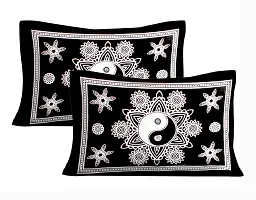 Classic Cotton Yingyang Black Double Bedsheet With Two Pillow Covers-thumb2