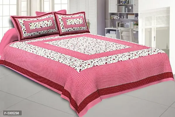 Jaipuri Print Cotton Mandala Double Bedsheet With 2 Pillow Cover