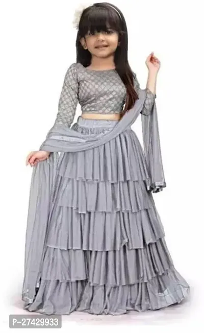 Classic Satin Lehenga Choli for Kids Girl-thumb0