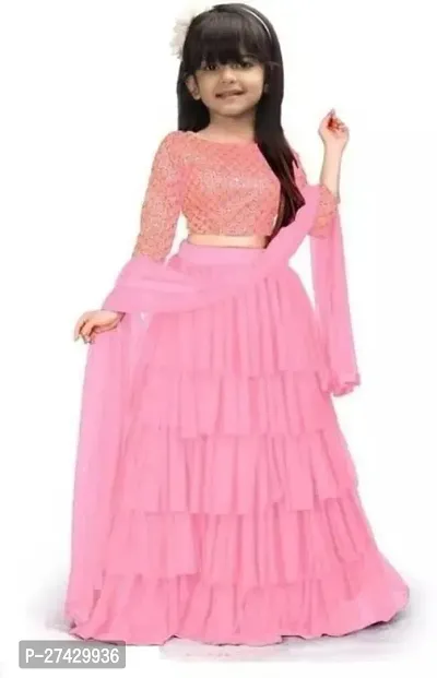 Classic Satin Lehenga Choli for Kids Girl-thumb0