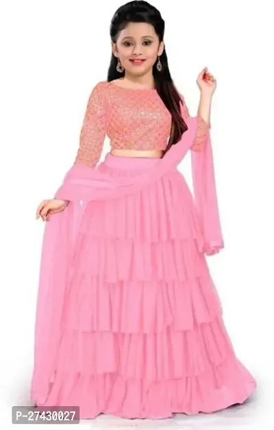 Classic Satin Lehenga Choli for Kids Girl-thumb0