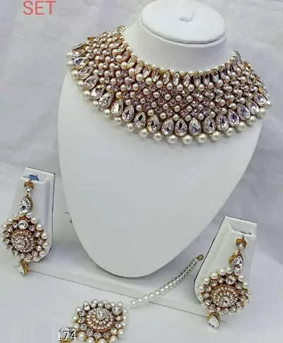 Beautiful Designer Copper Kundan Jewellery Set