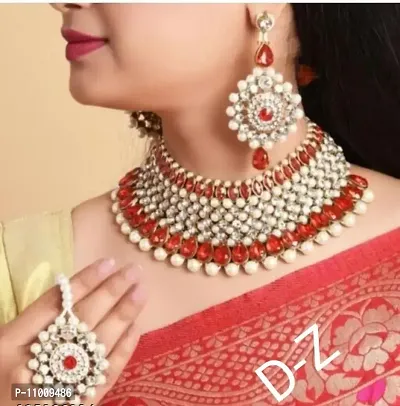 Alloy Kundan Pearl Bridal Choker Sets-thumb0