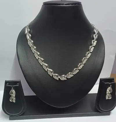 Party Wear American Diamond Alloy Jewellery Set