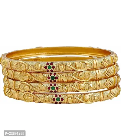 Elegant Gold Plated Bangles Set For Women- 4 Pieces-thumb0