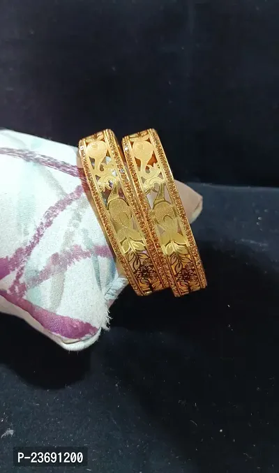 Elegant Gold Plated Bangles Set For Women- 2 Pieces-thumb0