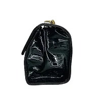 METIN Croco PU women Side Sling Bags Non Detachable Shoulder Chain Strap Buckle Snap Closure(SL120) (Black)-thumb3