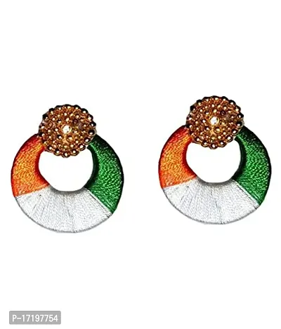 Republic Day/Independance Day Special Handmade Silk Thread Chandbali Earrings By shrungarika-thumb5