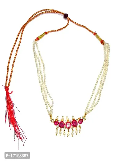 Festive Special Traditional White  Pink Tanmani Necklace Maharashtrian chinchpeti moti necklace By Shrungarika