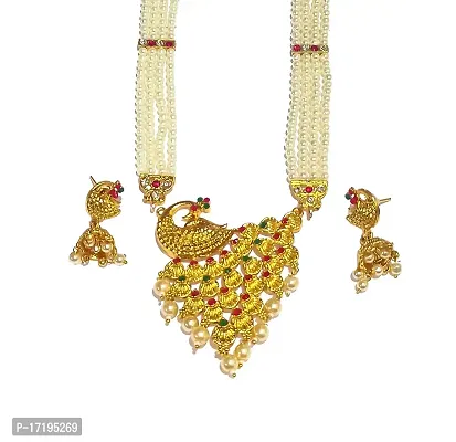 Festive Special Traditional Golden Tanmani Necklace Maharashtrian Long moti necklace with Earrings By Shrungarika-thumb4