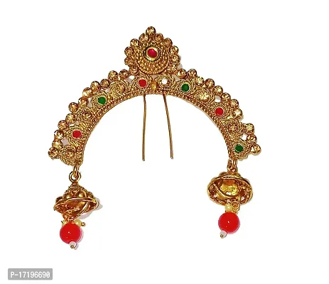 Shrungarika Aambada Juda/Pin Hair Brooch for Women Southern Hair Jewelry Indian Hair pin Hair Decoration, Hair Brooch with Hook Wedding Bridal Hair Accessories for Girls and Women(HP-430)-thumb5