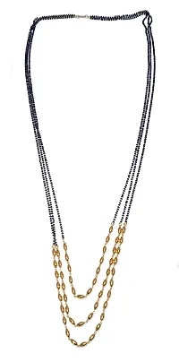 Designer Black  Golden New Gahu Mani Mangalsutra Long Tanmaniya For Women(36 inch)-thumb1