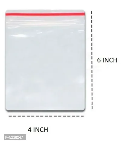 Plastic Zip Lock / Seal Pouch Bags Security Bag(4 X 6 Inches, Transparent) -100 Pieces-thumb0