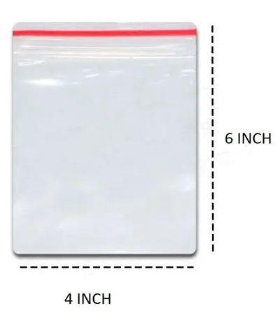 Plastic Zip Lock / Seal Pouch Bags Security Bag(4 X 6 Inches, Transparent) -100 Pieces