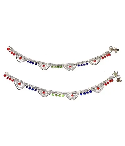 Indian Traditional Alloy Anklets/Payal Pair for Women Girls Fancy Collection Foot Jewellery