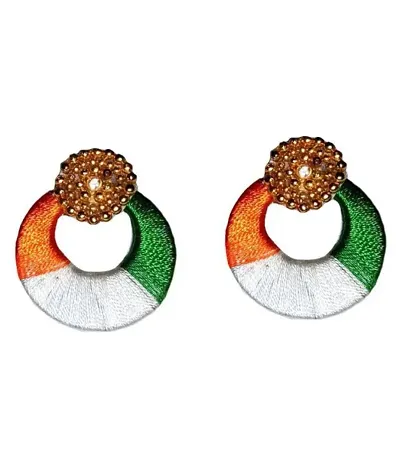 Republic Day / Independance Day Special Handmade Silk Thread Chandbali Earrings By shrungarika