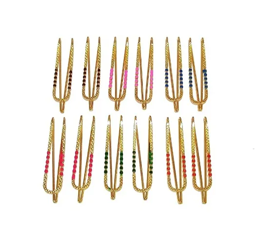 Shrungarika Designer Saree pin/Brooch for Women/Hijab pin/ fancy saree pin/ plastic safety pins (pack of 12)