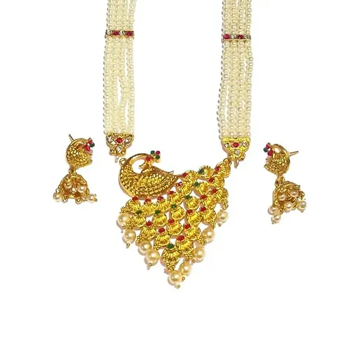 Festive Special Traditional Tanmani Necklace Maharashtrian Long moti necklace with Earrings By Shrungarika