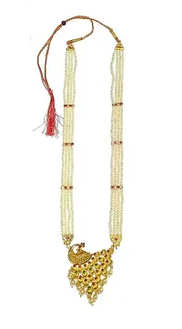 Festive Special Traditional Golden Tanmani Necklace Maharashtrian Long moti necklace with Earrings By Shrungarika-thumb1