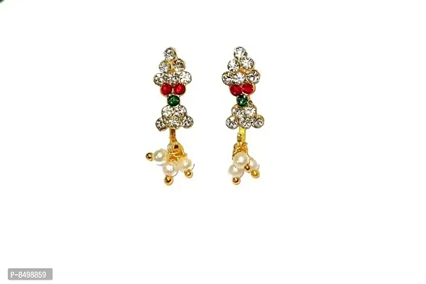 Elegant Upper Ear Clips Press on Maharashtrian Traditional Earrings for Women and Girls-thumb0