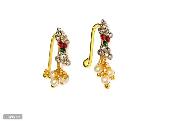 Elegant Upper Ear Clips Press on Maharashtrian Traditional Earrings for Women and Girls-thumb2