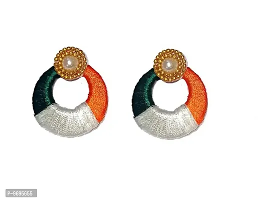 Republic Day / Independance Day Special Handmade Silk Thread Chandbali Earrings-thumb0