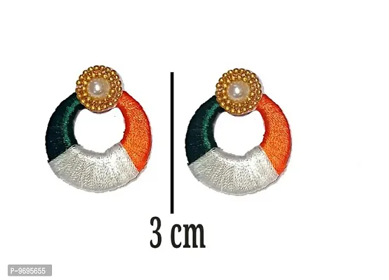 Republic Day / Independance Day Special Handmade Silk Thread Chandbali Earrings-thumb2