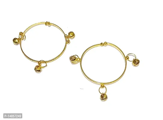 Golden Ghungroo Heart Charms Kada/Bracelet For Baby Girls  Baby Boys Alloy Anklet-thumb0