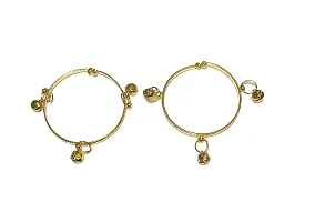 Golden Ghungroo Heart Charms Kada/Bracelet For Baby Girls  Baby Boys Alloy Anklet-thumb1