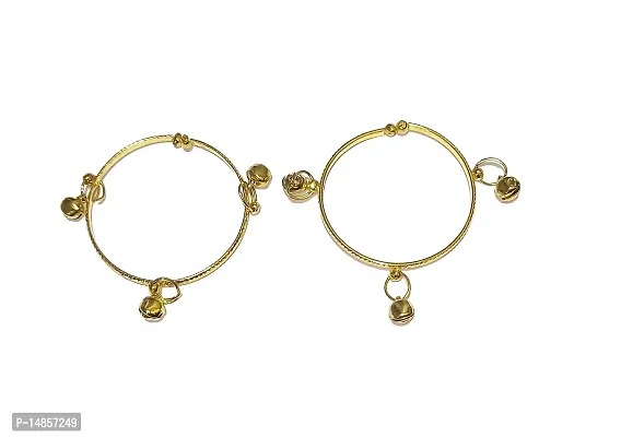 Golden Ghungroo Heart Charms Kada/Bracelet For Baby Girls  Baby Boys Alloy Anklet-thumb2