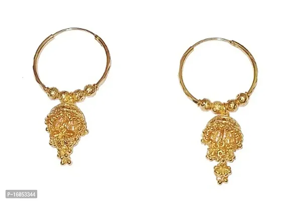 Traditional golden double jhumka style Hoop Earrings For women  Girls-thumb0