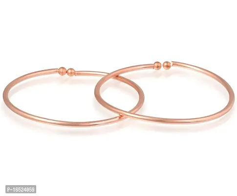 Copper Plain and Sober Ball Head Ends Cuff Kada Bracelet Bangals Nazariya for New Born Baby Kids Jewelry -Set of 2 (0-1year)-thumb2