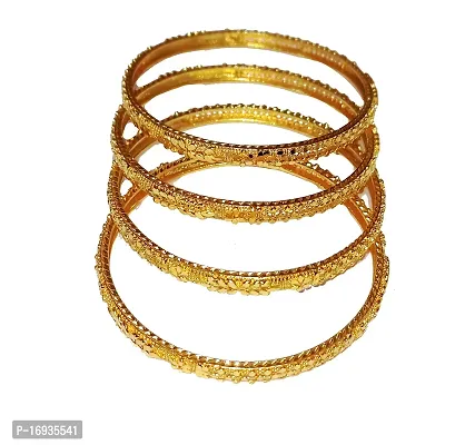 Designer Gold Plated Set of 4 Traditional Bangles for Women and Girls-thumb0