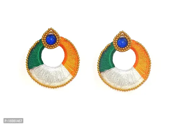 Republic Day/Independance Day Special Handmade Silk Thread Chandbali Earrings By shrungarika-thumb0