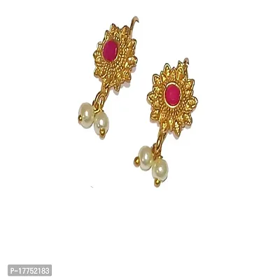 Traditional floral Golden Maharashtrian Press clip on Bugdi Earrings