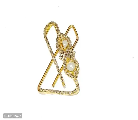 Fancy Saree pin/Brooch/X Pin/Hijab pin/Safety pin/Plastic safety pins clip Brooch Pin in golden-thumb0