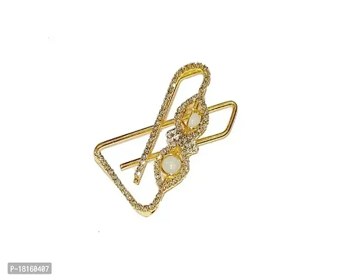 Fancy Saree pin/Brooch/X Pin/Hijab pin/Safety pin/Plastic safety pins clip Brooch Pin in golden-thumb2