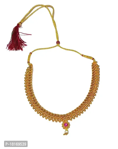 Traditional Gold Plated Choker Thushi Necklace saaj choker for Girls  Women-thumb0