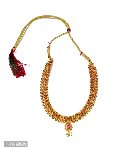 Traditional Gold Plated Choker Thushi Necklace saaj choker for Girls  Women-thumb3