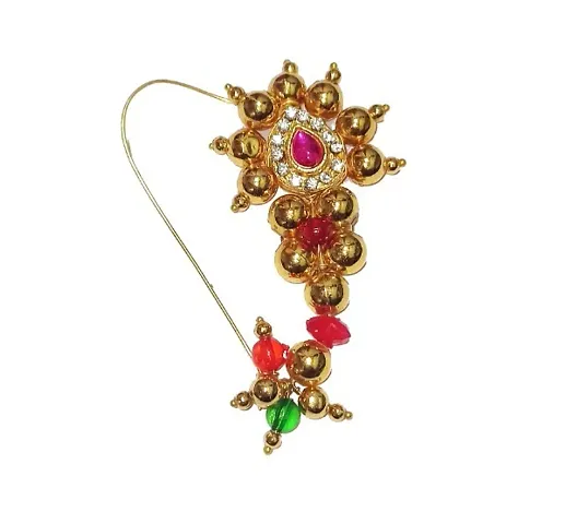 Maharashtrian Nath | Non-Pressing Nath | Traditional Maharashtrian Nose Pin | Nathiya|Navratri jewellery| Nose Pin for Women Girls