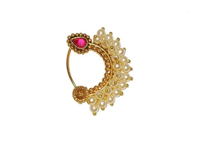 Shrungarika Designer Plated kalamkari Traditional Ethnic Bridal Maharashtrian Nose Ring/