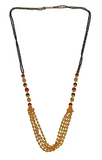 stylish golden mani mangalsutra in 3 layered black beads chain Black beads Chains golden Tanmaniya-thumb1