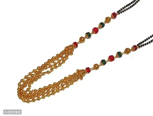 stylish golden mani mangalsutra in 3 layered black beads chain Black beads Chains golden Tanmaniya-thumb3